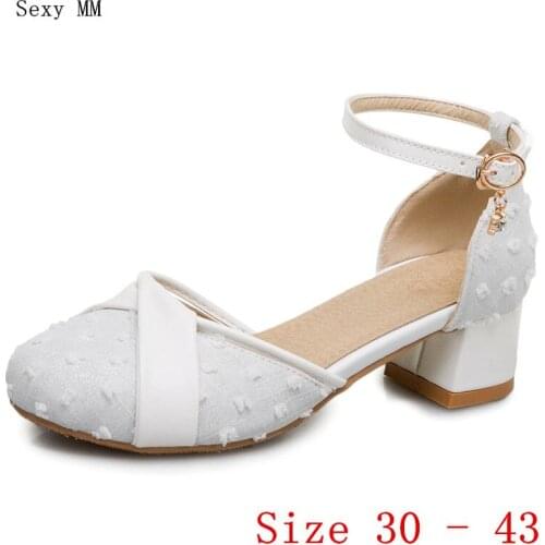 Low High Heels Women Pumps Girl Low High Heel Shoes D'Orsay Woman Shoes Kitten Heels Small Plus Size 30 31 32 33 - 40 41 42 43