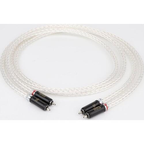 Yter 8AG Crystal Silver Plated OCC 8 Strands Audio Cable With RCA Plug Cable HIFI RCA to RCA Cable