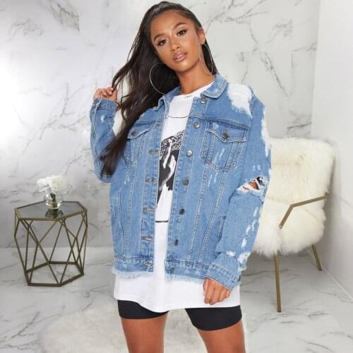 Women Denim Jackets Female Crop Jacket Chamarra De Mezclilla Dama Womens Clothing Fashion All Match Ripped Denim Short Coat Top