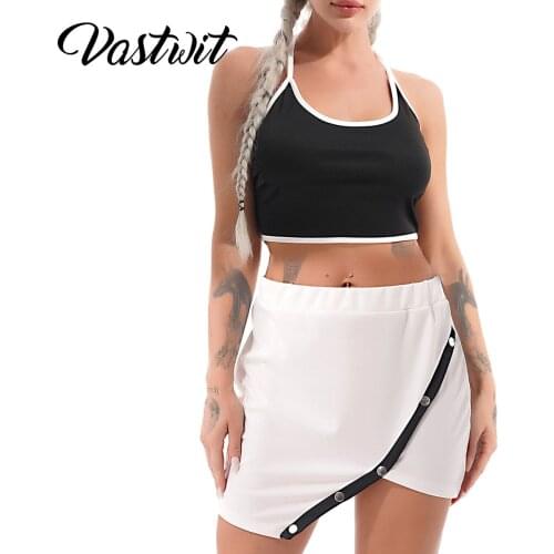 Sexy 2Pcs Set Summer Clothes Crop Top Split Mini Skirt Matching Sets Club Birthday Outfits for Women Dress