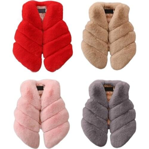 Girls Winter Faux fur Baby Coats for Girls Jackets Kids Waistcoat Outwear Girls clothing children Artificial Fur coat D1399