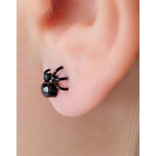 1Pair Fashion Women And Men Cute Earring Black Tiny Stud Spider Lovely Cuff Earrings For Lady Girl