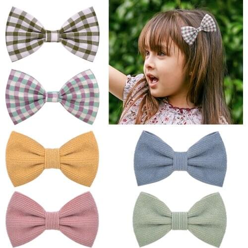 1 PC NEW Girls Cute Solid Plaid Bow Hairpins Sweet Hair Clips Headband Barrettes Lovely Hair Ornament Fashion Hair Accessories