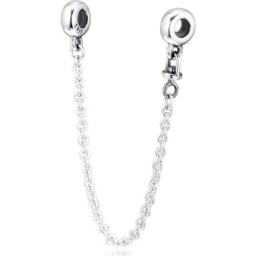 100% 925 Sterling Silver Small Hole Beads My Safety Chain Charm Fits Pandora Me Bracelets Micro Charms Jewelry Gift for Women