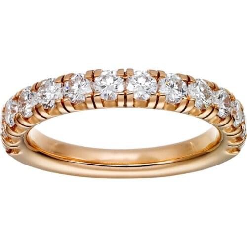 18K Au750 Rose Gold Ring Women Wedding Anniversary Engagement Party Ring 1 Row Round Moissanite Diamond Elegant Trendy Cute