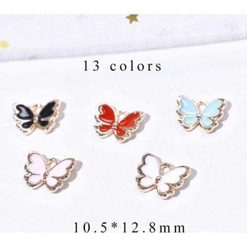 20pcs/lot 10.5*12.8mm Butterfly Diy Design Oil Enamel Charm for Jewelry Making Earring Bracelet or Necklace