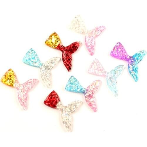 20Pcs Mixed Resin Mermaid Fish Tail Decoration Crafts Flatback Cabochon Kawaii DIY Embellishments For Scrapbooking Accessories