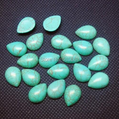 50 Pieces/Lot Blue Turquoisee Cabochon Dropwater Shape Beads Accessories For Earring or Pendant Size 13x18mm