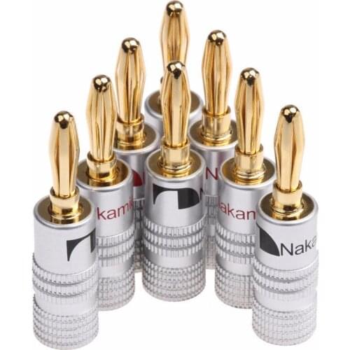 500pcs/set Nakamichi Speaker banana plug Audio Jack connector 24K Gold plated