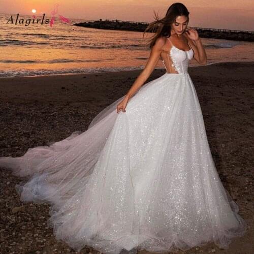 Alagirls Wedding Dress Beach Simple Sleeveless Backless Elegant Wedding Dresses Plus Size Custo Made Wedding Gown Bridal Dress