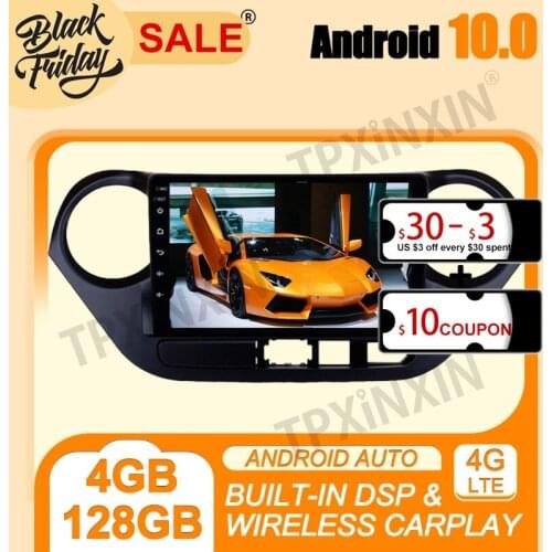 PX6 4G+128G Android 10.0 IPS Carplay For Hyundai I10 2018-2019 LHD Multimedia Player Auto Radio Tape Recorder GPS Navi Head Unit