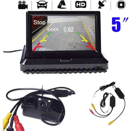 Wireless 5 Inch Car Reversing Camera Kit Back Up Car Monitor Parking Radar Sensor 3 in 1 Car Camera Parking System