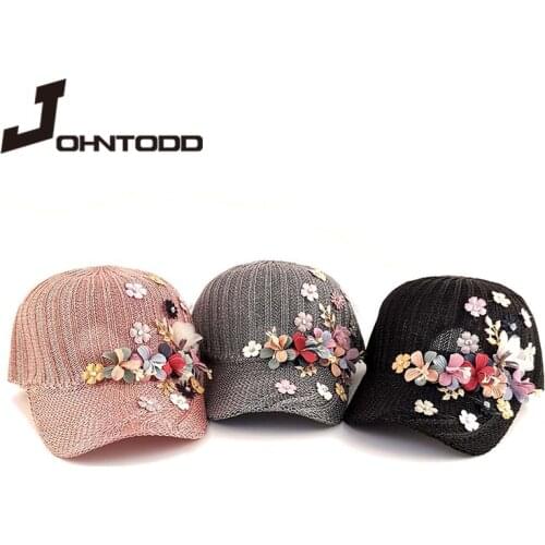 2021 New Fashion Spring Summer Women Baseball Cap Flower Caps Ladies Sun Hats Casual Hip Hop Snapback Caps Outdoor Adjustable