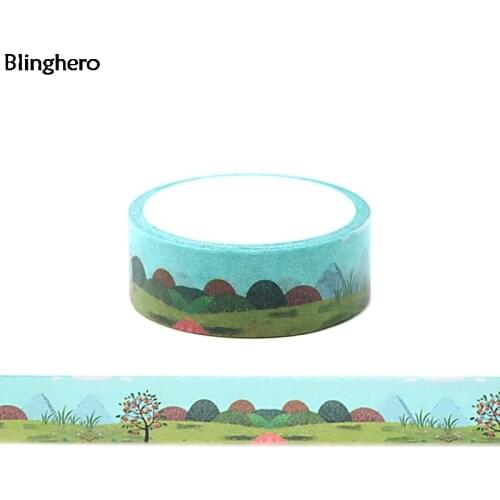 Blinghero Natural Landscape 15mmX5m Washi Tape Masking Tape Adhesive Tapes Decorative Stickers Cartoon Hand Account Tapes BH0048