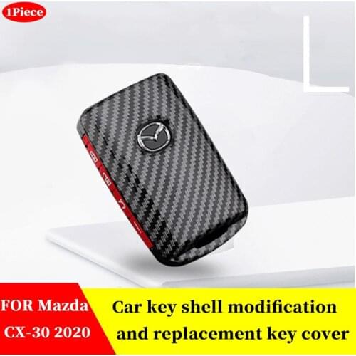FOR Mazda CX-30 CX30 2020 Car Carbon fiber black Key Case Shell Cover Car Key Chain Key Cover Dedicated Accessories