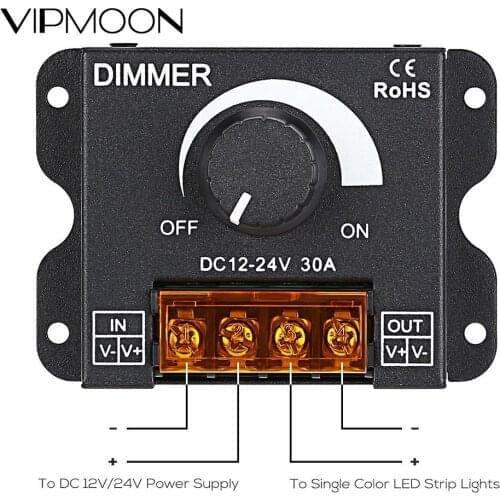 12V Dimmer DC24V 30A Switch Brightness Adjustable Controller Single Color LED Dimmer For Lamp Bulb 3528 5050 LED Strip Light
