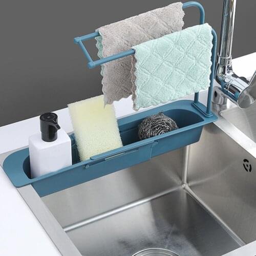 Home Kitchen Telescopic Sink Storage Tray Rack Holder Expandable Drain Basket