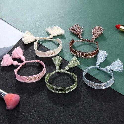 Bohemia Embroidery Woven Tassel Bracelets Handmade Adjustable Rope Braided Bracelet for Friendship Ethnic Christmas Gift