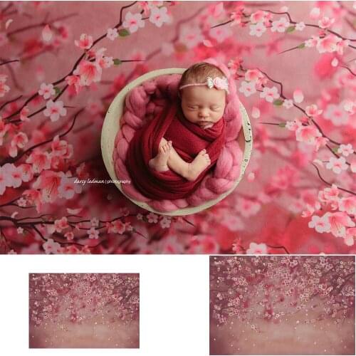 Newborn Baby Birthday Photography Backdrop Pink Peach Blossom Oil Painting Children Portrait Background Flowers Photographic
