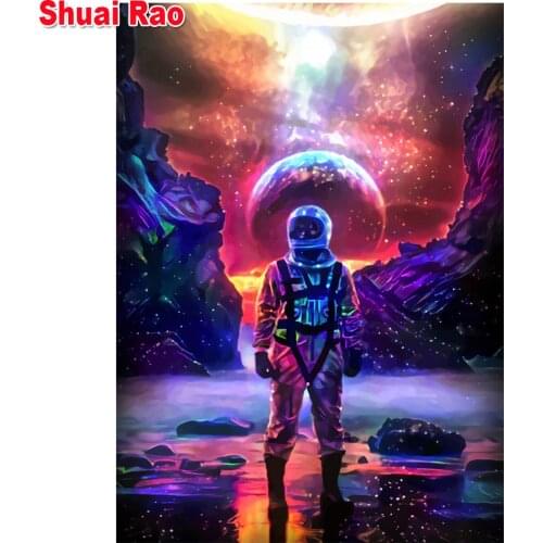 Space satellite Astronauts Diamond Painting 5d DIY diamond Picture Handmade 3d Cross Stitch Full Round Drill Embroidery Gift