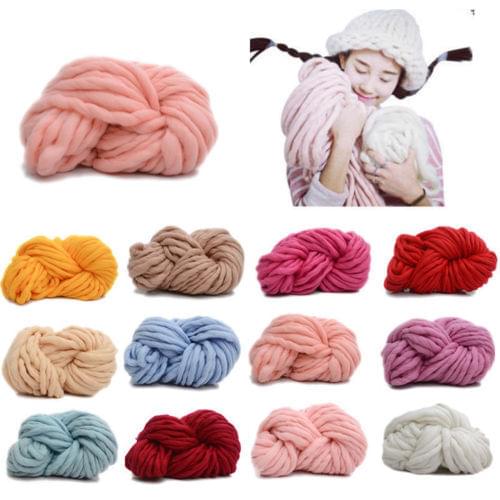 Big Knitting Wool Roving Knitted Blanket Chunky Super Thick Yarn Wool Thread 10 Solid Colors