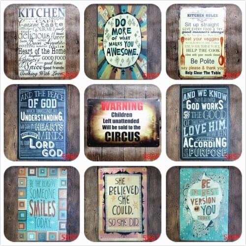 KITCHEN RULES Metal Signs Retro Plaque Bar Pub Club Wall Tavern Home ART Poster for Family and Life Rules Decor Plate N083