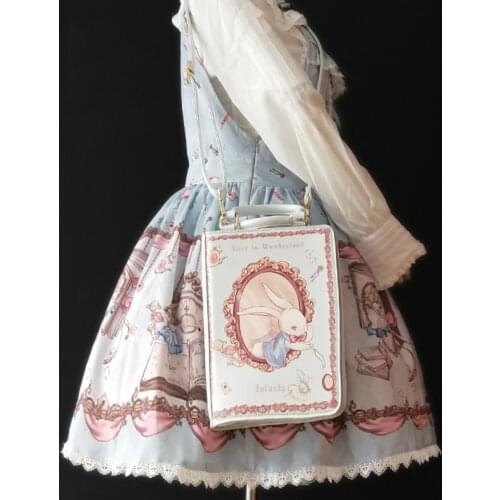 Lolita Cosplay Alice Wonderland Book Shaped Handbag 2 ways Crossbody/Tote Bag