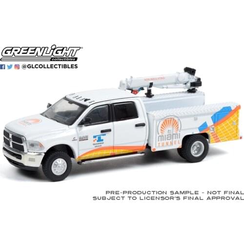GreenLight 1:64 2015 RAM 3500 DUALLY CRANE TRUCK Port of Miami Tunnel Collection diecast simulation model car toys