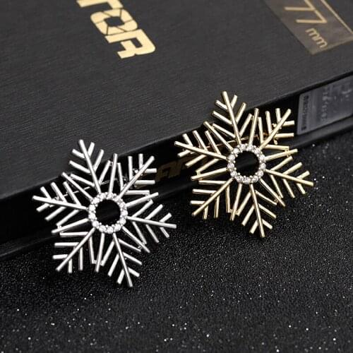 Fashion Gold Snowflake Brooch Pin Winter Wedding Bridal Embellishment Bouquet Brooches Christmas Jewelry Snow Flake Broche Pins