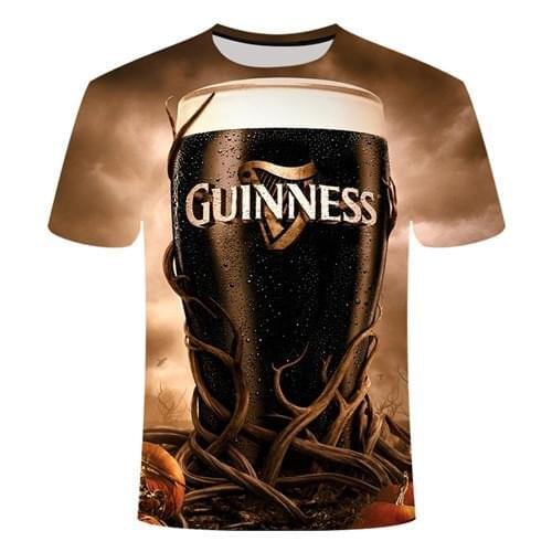 2021 new hip-hop mens t-shirt 3D printing male burger beer bottle poker t-shirt breathable quick-drying short shirt fashion
