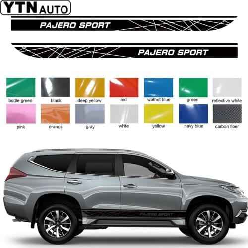 Side Door Car Stickers For Mitsubishi Pajero 2015 2016 2017 2018 2019 Grid Stripe Graphic Vinyl Customs Car Decals Accessories
