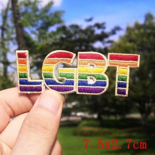 Pulaqi LGBT Patches Rainbow Stripes Unicorn Embroidered Iron on Patches For Clothing Whale Stickers For Clothes Cartoon Applique