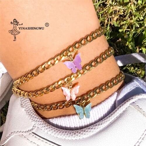 New Fashion Star Butterfly Anklets for Women 2020 Bohemian Beach Anklet Gold Silver Color Chain Ankle Bracelet on Foot Jewelry