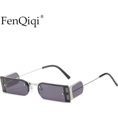 New Fashion Sunglasses Unisex Square Trend Punk Frameless Metal Eyewear Half Circle Side Acrylic Frame Steampunk Gafas De Mujer