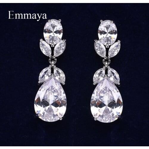 Emmaya Charming Water-drop Shape Earring Female Shiny Cubic Zircon Decoration Three Colors Choice New Trend Party Jewelry