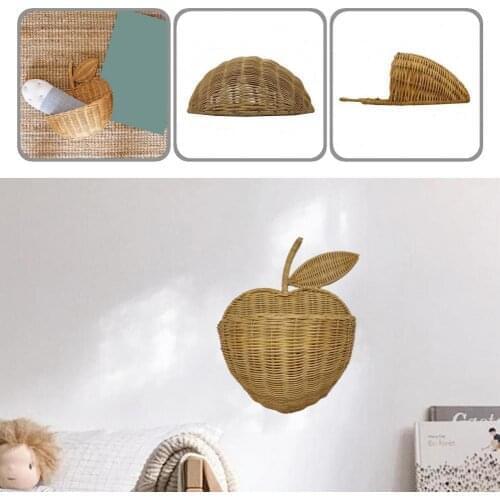 Anti-scratch Photo Background Woven Apples Shape Storage Organizer Holder for Home