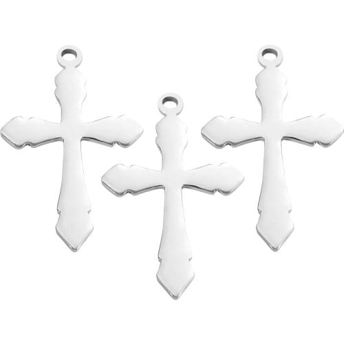 50Pcs Stainless Steel Cross Charms Pendant Jewelry Making DIY Charms Handmade Finding