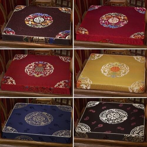 Custom deep 5cm 8cm Thick Chinese Joyous Comfort Seat Cushions for Sofa Armchair Elbowchair Dining Chair Pads Silk Satin Sit Mat