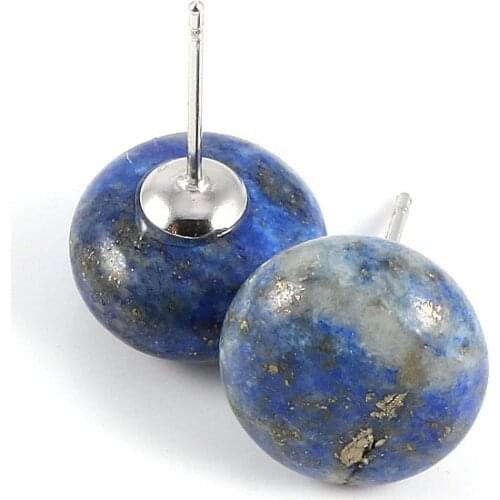 Amazing Parice! AAA 100% Natural Stone Earrings Studs Round Beads Rose Quartzs Amethysts Lapis Lazuli Earring Stone for Women