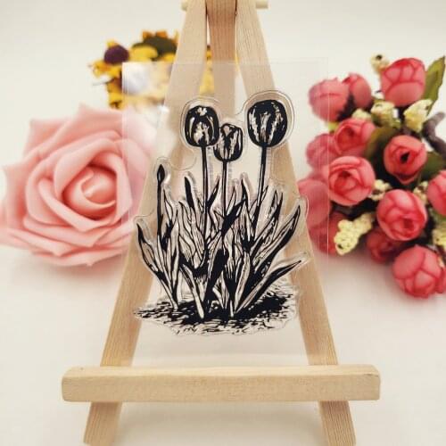 PANFELOU 6*9cm tulip flower Transparent Clear stamps Silicone Stamp/Seal DIY scrapbooking/photo album 11*16cm clear stamp sheets