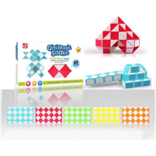 QiYi 60 Blocks Snake Magic Cube Blocks Snake Twist Puzzle 60 Blocks Magic Ruler Christmas Gifts For Kids