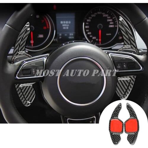 Carbon Fiber Steering Wheel Paddle Shifter For Audi A3 S3 A4 S4 RS4 A5 S5 RS5 A6 S6 RS6 A7 S7 A8 S8 Q3 Q5 Q7 TT TTS Red/Black