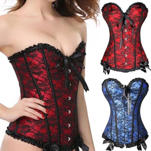 Sexy Corsets and Bustiers Lace Up Boned Overbust Costume Trainer Size Shapewear Corset Dress Steampunk Plus Top Waist Body X4O2