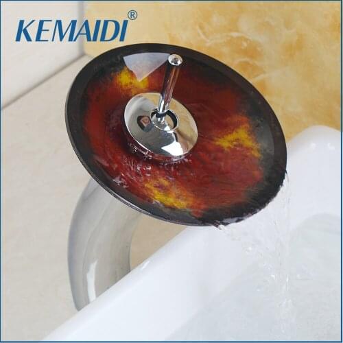 KEMAIDI Excellent Quality Solid Brass Bathroom Basin Mixer Tap Waterfall Faucet Sink Vessel Chrome Polished Finish Glass