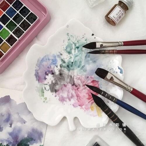 Creating Beauty INS Ceramic Color Plate Water Color Painting Chinese Painting Paint Disc Hairy Dish Nail Painting Hand Drawn
