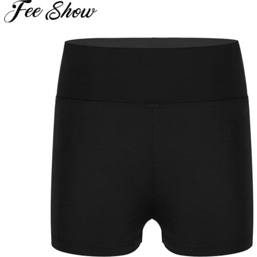 FEESHOW Girls Boy-cut High Waist Activewear Girl Dancewear Bottoms Gymnastics Workout Shorts Kids Fitness Dance Costumes Shorts