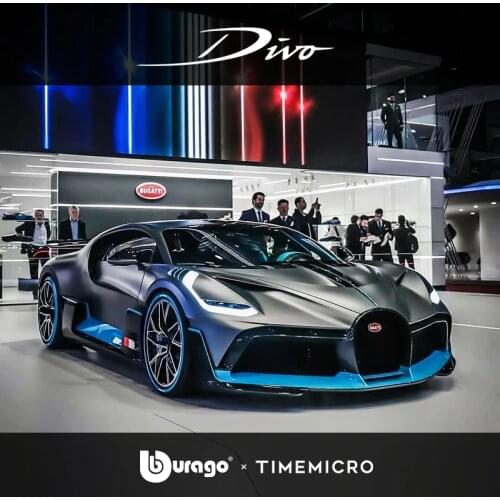 PREORDER Bburago x TimeMicro 1:64 Bugatti Divo Dark Grey DieCast Model Car