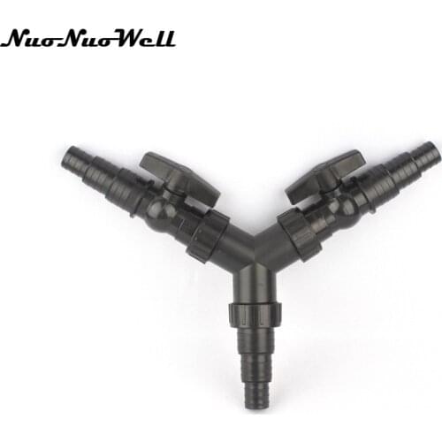 1pcs NuoNuoWell 25mm(3/4")~38mm(1 1/2") Hose Y Tee Connector With Valve Air Pump Pipe Adapter Aquarium Fish Tank Fittings
