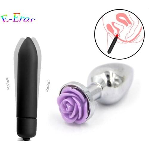 ORISSI 10 Speed Bullet Vibrator Metal Butt Plug Flower Anal Plug Dildo Vaginal Massager G spot Vibrator Erotic Sex Toys