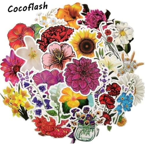 50pcs/set Flowers Plants Kids Toys Waterproof Cartoon Scrapbooking Album Luggage Skateboard Phone Wall Guitar Sticker